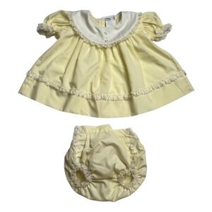 Vintage Bryan Baby Girls Size Small Dress Plastic Lined Bloomers Yellow Floral V